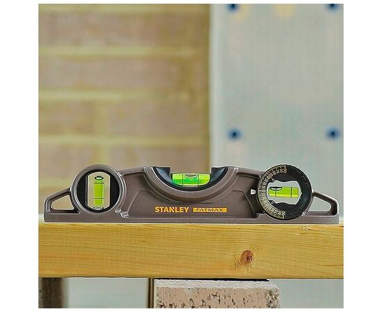 Рівень Stanley FatMax XL TORPEDO, алюмінієвий, 250мм, 3 капсули, магнітний. (0-43-609), зображення 5 Рівень Stanley FatMax XL TORPEDO, алюмінієвий, 250мм, 3 капсули, магнітний. (0-43-609), зображення 5