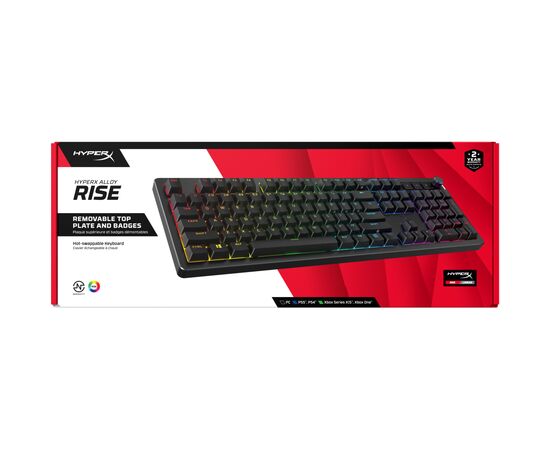 Клавиатура HyperX Alloy Rise PBT HX Red USB UA Black (7G7A3AA), изображение 6 Клавиатура HyperX Alloy Rise PBT HX Red USB UA Black (7G7A3AA), изображение 6