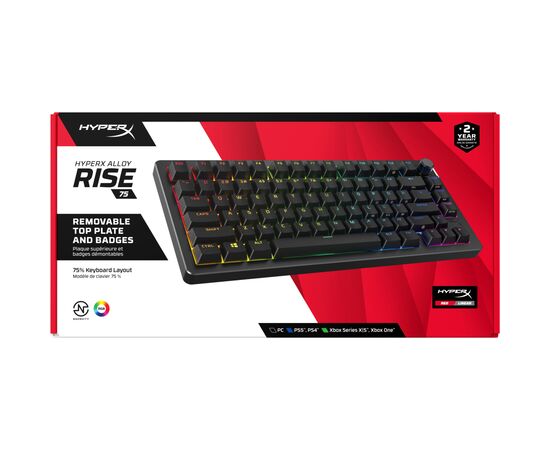 Клавиатура HyperX Alloy Rise 75 PBT HX Red USB UA Black (7G7A4AA), изображение 6 Клавиатура HyperX Alloy Rise 75 PBT HX Red USB UA Black (7G7A4AA), изображение 6