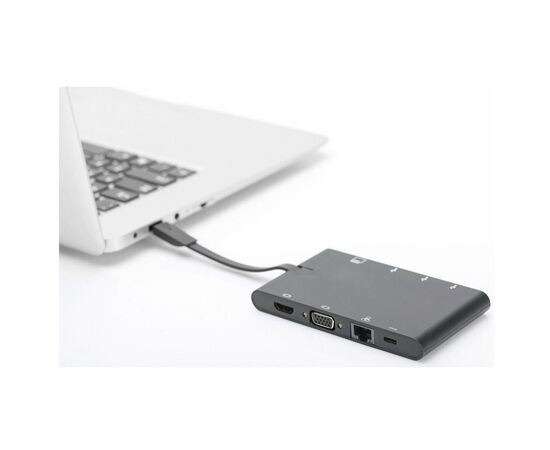 Порт-реплікатор Digitus Travel USB-C, 9 Port (DA-70865), зображення 2 Порт-реплікатор Digitus Travel USB-C, 9 Port (DA-70865), зображення 2