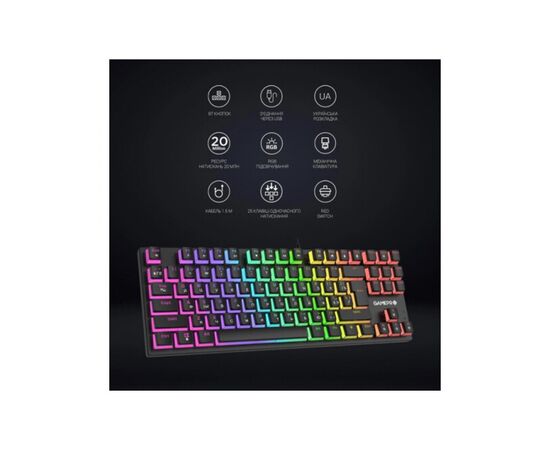 Клавиатура GamePro MK80B RGB Blue Switch USB Black (MK80B), изображение 7 Клавиатура GamePro MK80B RGB Blue Switch USB Black (MK80B), изображение 7