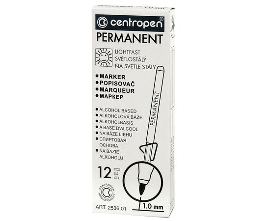 Маркер Centropen Permanent 2536 1 мм black (2536/01), изображение 2 Маркер Centropen Permanent 2536 1 мм black (2536/01), изображение 2