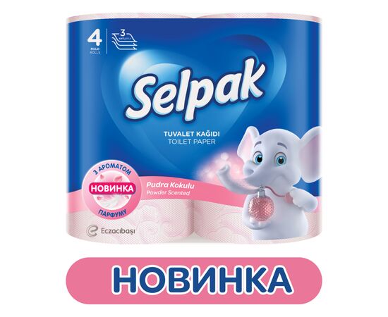 Туалетная бумага Selpak Perfumed Пудра 3 слоя 4 рулона (8690530065482), изображение 2 Туалетная бумага Selpak Perfumed Пудра 3 слоя 4 рулона (8690530065482), изображение 2