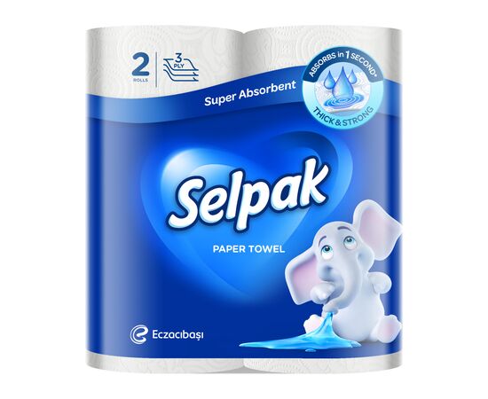 Бумажные полотенца Selpak 3 слоя 80 отрывов 2 рулона (8690530015029)