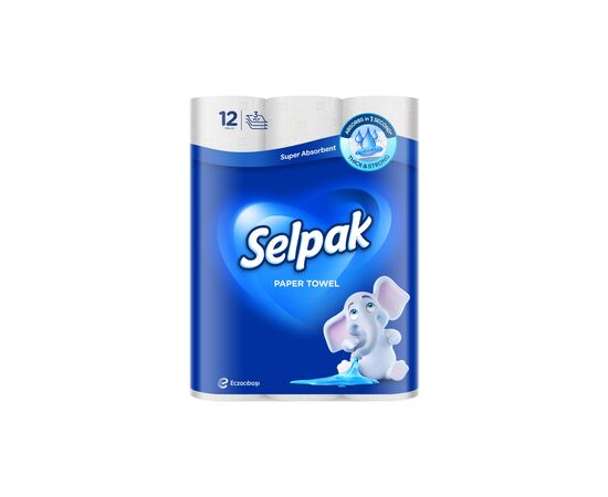 Паперові рушники Selpak 3 шари 80 відривів 12 рулонів (8690530125001)