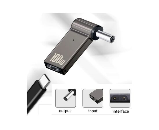 Адаптер PD 100W USB Type-C Female to DC Male Jack 4.5x3.0 mm HP ST-Lab (PD100W-4.5x3.0mm-HP), изображение 2 Адаптер PD 100W USB Type-C Female to DC Male Jack 4.5x3.0 mm HP ST-Lab (PD100W-4.5x3.0mm-HP), изображение 2
