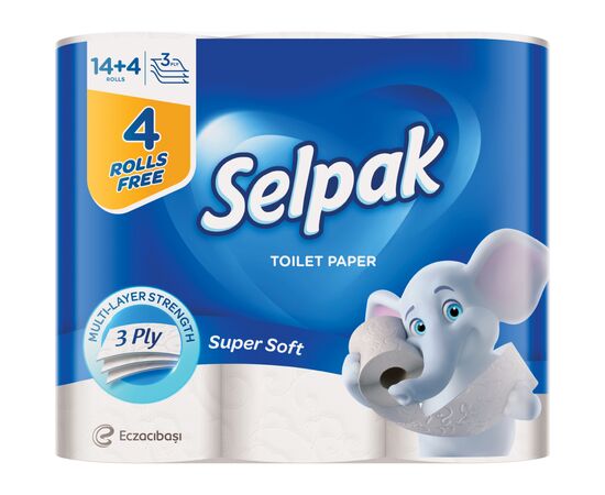 Туалетная бумага Selpak 3 слоя 14+4 рулонов (8690530184466)