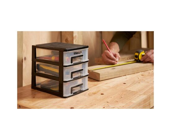 Ящик для инструментов Stanley вертикальный с 3-мя выдвижными отделениями, пластмассовый, 215x151x189 мм (STST40710-1), изображение 3 Ящик для инструментов Stanley вертикальный с 3-мя выдвижными отделениями, пластмассовый, 215x151x189 мм (STST40710-1), изображение 3
