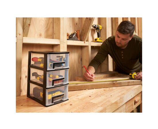 Ящик для инструментов Stanley вертикальный с 3-мя выдвижными отделениями, пластмассовый, 239x180x302 мм (STST40711-1), изображение 3 Ящик для инструментов Stanley вертикальный с 3-мя выдвижными отделениями, пластмассовый, 239x180x302 мм (STST40711-1), изображение 3