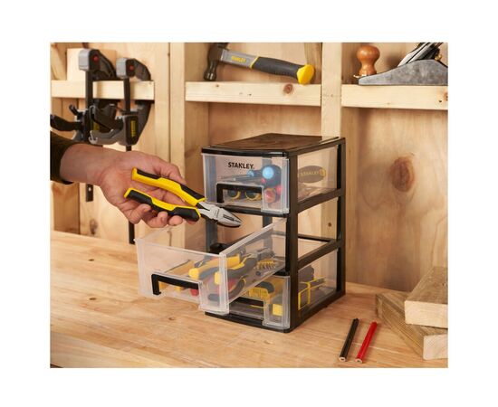 Ящик для инструментов Stanley вертикальный с 3-мя выдвижными отделениями, пластмассовый, 239x180x302 мм (STST40711-1), изображение 4 Ящик для инструментов Stanley вертикальный с 3-мя выдвижными отделениями, пластмассовый, 239x180x302 мм (STST40711-1), изображение 4