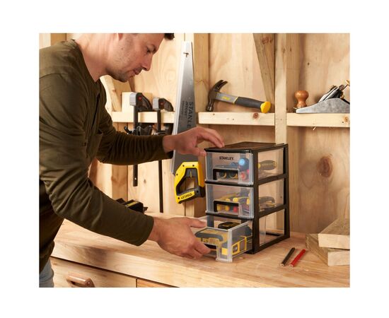 Ящик для инструментов Stanley вертикальный с 3-мя выдвижными отделениями, пластмассовый, 239x180x302 мм (STST40711-1), изображение 5 Ящик для инструментов Stanley вертикальный с 3-мя выдвижными отделениями, пластмассовый, 239x180x302 мм (STST40711-1), изображение 5