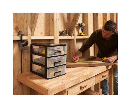 Ящик для инструментов Stanley вертикальный с 3-мя выдвижными отделениями, пластмассовый, 341x251x320 мм (STST40712-1), изображение 3 Ящик для инструментов Stanley вертикальный с 3-мя выдвижными отделениями, пластмассовый, 341x251x320 мм (STST40712-1), изображение 3