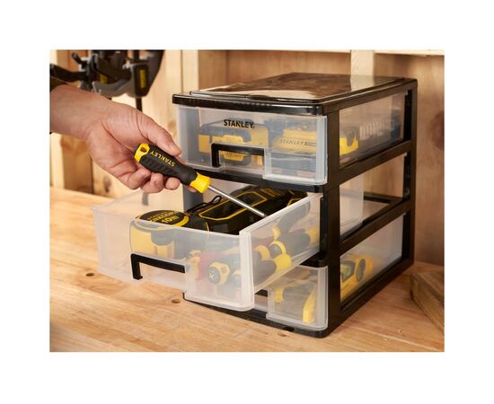 Ящик для инструментов Stanley вертикальный с 3-мя выдвижными отделениями, пластмассовый, 341x251x320 мм (STST40712-1), изображение 4 Ящик для инструментов Stanley вертикальный с 3-мя выдвижными отделениями, пластмассовый, 341x251x320 мм (STST40712-1), изображение 4