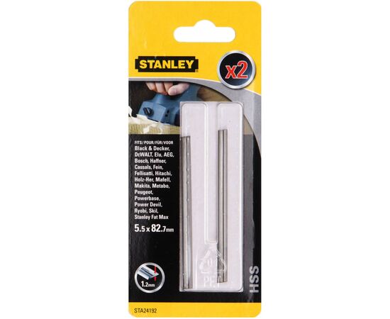 Лезо Stanley для електрорубанків HSS, 82.7 мм, ширина 5.5 мм, товщина 1.2 мм, 1 пара (STA24192)