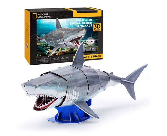 Пазл Cubic Fun Трехмерная головоломка-конструктор серии Исчезающие животные Большая белая акула (DS1098h), изображение 2 Пазл Cubic Fun Трехмерная головоломка-конструктор серии Исчезающие животные Большая белая акула (DS1098h), изображение 2