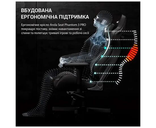 Кресло игровое Anda Seat Phantom 3 Pro Fabric Size L Black (AD18YC-06-B-F), изображение 9 Кресло игровое Anda Seat Phantom 3 Pro Fabric Size L Black (AD18YC-06-B-F), изображение 9