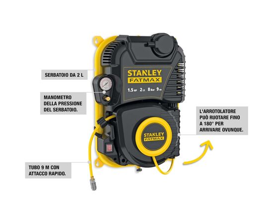 Компрессор Stanley настенний FATMAX FMXCMD152WE, 160 л/мин, 1.1 кВт (FMXCMD152WE), изображение 4 Компрессор Stanley настенний FATMAX FMXCMD152WE, 160 л/мин, 1.1 кВт (FMXCMD152WE), изображение 4