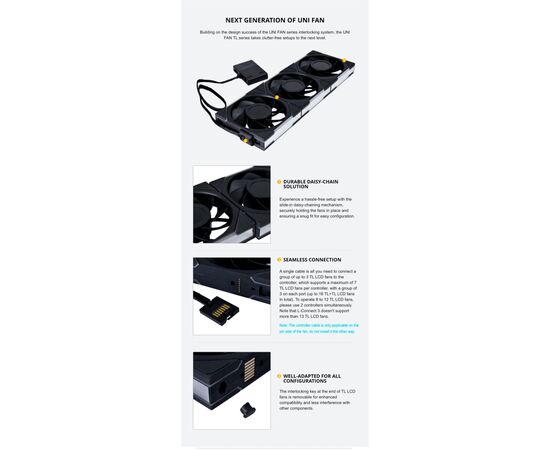 Кулер до корпусу Lian Li Reverse TL LCD 120-3, Black (G99.12RTLLCD3B.00), зображення 12 Кулер до корпусу Lian Li Reverse TL LCD 120-3, Black (G99.12RTLLCD3B.00), зображення 12