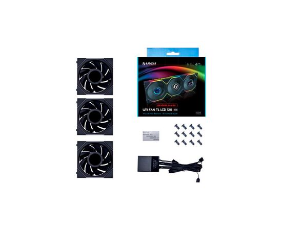 Кулер до корпусу Lian Li Reverse TL LCD 120-3, Black (G99.12RTLLCD3B.00), зображення 8 Кулер до корпусу Lian Li Reverse TL LCD 120-3, Black (G99.12RTLLCD3B.00), зображення 8