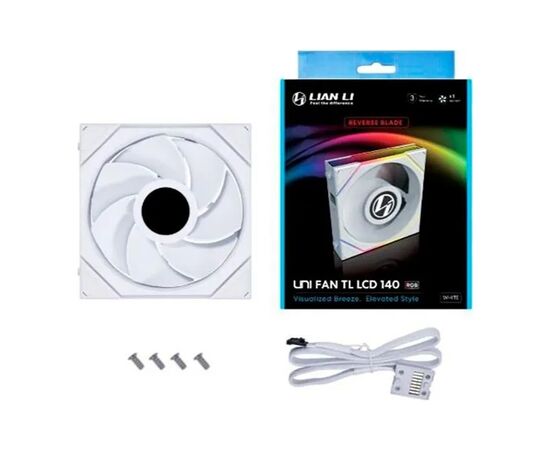 Кулер до корпусу Lian Li Reverse TL LCD 140-1, White (G99.14RTLLCD1W.00), зображення 6 Кулер до корпусу Lian Li Reverse TL LCD 140-1, White (G99.14RTLLCD1W.00), зображення 6
