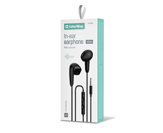 Наушники ColorWay 3.5 mm Wired Earphone Sound Wave Black (CW-WD04BK), изображение 2 Наушники ColorWay 3.5 mm Wired Earphone Sound Wave Black (CW-WD04BK), изображение 2