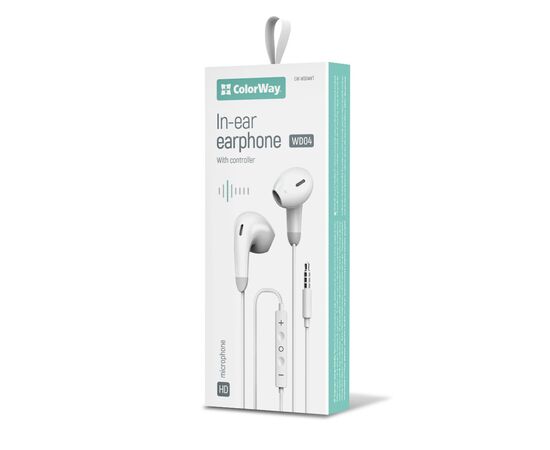 Наушники ColorWay 3.5 mm Wired Earphone Sound Wave White (CW-WD04WT), изображение 2 Наушники ColorWay 3.5 mm Wired Earphone Sound Wave White (CW-WD04WT), изображение 2