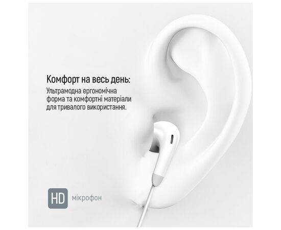Наушники ColorWay 3.5 mm Wired Earphone Sound Wave White (CW-WD04WT), изображение 3 Наушники ColorWay 3.5 mm Wired Earphone Sound Wave White (CW-WD04WT), изображение 3