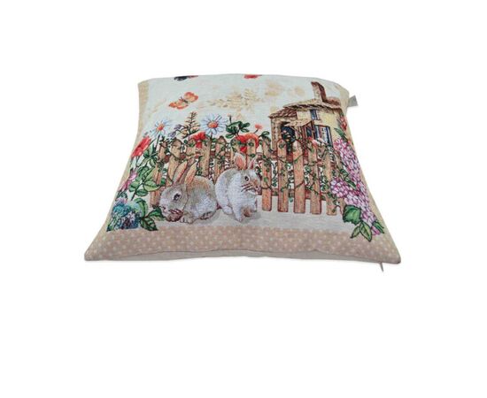 Наволочка Прованс гобеленовая декоративная Alicia избушка и кролики 45х45 (021816), изображение 3