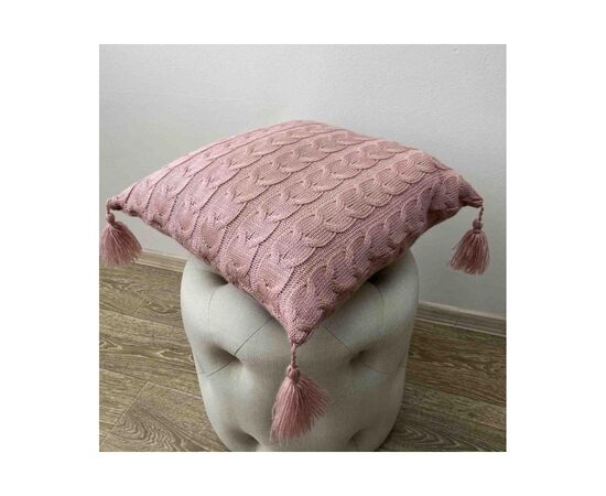 Наволочка Прованс декоративная вязаная Глория косы Попил розы 45х45 (022012), изображение 2 Наволочка Прованс декоративная вязаная Глория косы Попил розы 45х45 (022012), изображение 2