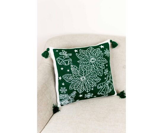 Наволочка Прованс декоративная вязаная Рождественник зеленый 45х45 (030170), изображение 2 Наволочка Прованс декоративная вязаная Рождественник зеленый 45х45 (030170), изображение 2
