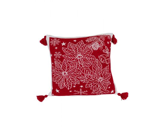 Наволочка Прованс декоративна в'язана Різдвяник червоний 45х45 (030169), зображення 2