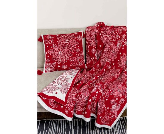 Наволочка Прованс декоративна в'язана Різдвяник червоний 45х45 (030169), зображення 3