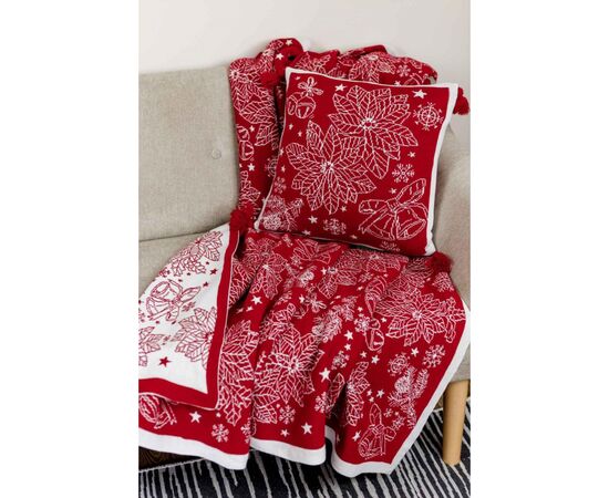 Наволочка Прованс декоративна в'язана Різдвяник червоний 45х45 (030169), зображення 4
