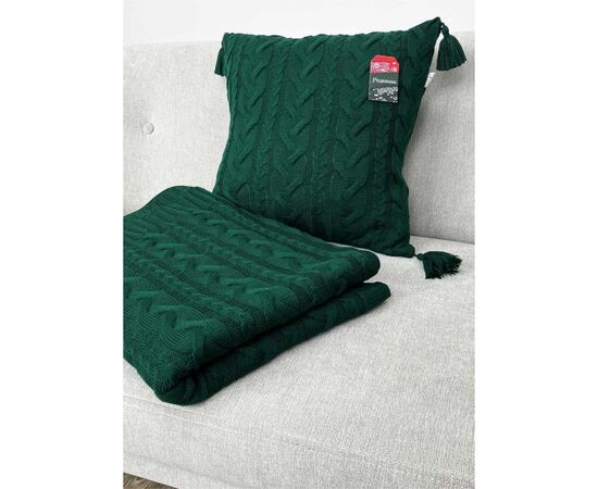 Наволочка Прованс декоративная вязаная Hit Kosa зеленая 45х45 (031667), изображение 3