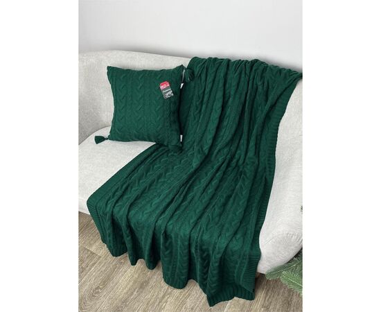 Наволочка Прованс декоративная вязаная Hit Kosa зеленая 45х45 (031667), изображение 4