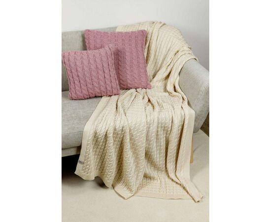 Наволочка Прованс декоративная вязаная Косы розовая 45х45 (028636), изображение 2 Наволочка Прованс декоративная вязаная Косы розовая 45х45 (028636), изображение 2
