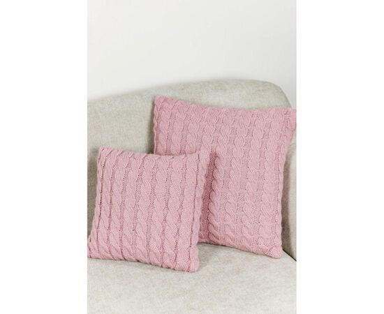 Наволочка Прованс декоративная вязаная Косы розовая 45х45 (028636), изображение 6 Наволочка Прованс декоративная вязаная Косы розовая 45х45 (028636), изображение 6