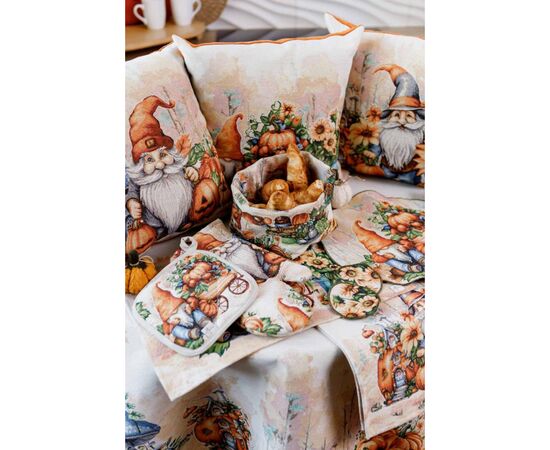 Наволочка Прованс гобеленовая декоративная Тыквенные гномы с тележкой 45х45 (036216), изображение 4 Наволочка Прованс гобеленовая декоративная Тыквенные гномы с тележкой 45х45 (036216), изображение 4
