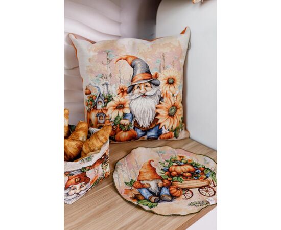 Наволочка Прованс гобеленовая декоративная Тыквенные гномы с домиком 45х45 (036214), изображение 4 Наволочка Прованс гобеленовая декоративная Тыквенные гномы с домиком 45х45 (036214), изображение 4