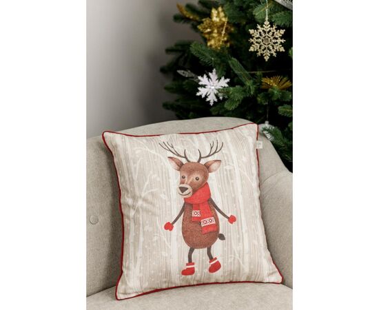 Наволочка Прованс декоративна Олень в шарфу 45х45 (031696), зображення 2 Наволочка Прованс декоративна Олень в шарфу 45х45 (031696), зображення 2