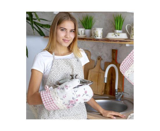 Кухонная прихватка Прованс Рукавичка Bella Розы/Розовая клеточка 33х16 (013537), изображение 4 Кухонная прихватка Прованс Рукавичка Bella Розы/Розовая клеточка 33х16 (013537), изображение 4