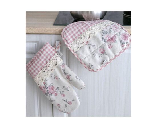 Кухонная прихватка Прованс Рукавичка Bella Розы/Розовая клеточка 33х16 (013537), изображение 5 Кухонная прихватка Прованс Рукавичка Bella Розы/Розовая клеточка 33х16 (013537), изображение 5