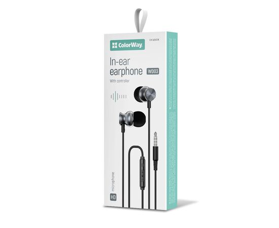 Наушники ColorWay 3.5 mm Wired Earphone UrbanBeat Black (CW-WD03BK), изображение 2 Наушники ColorWay 3.5 mm Wired Earphone UrbanBeat Black (CW-WD03BK), изображение 2