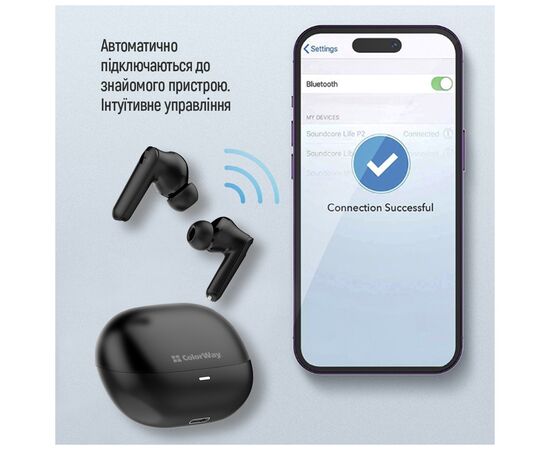 Наушники ColorWay Slim TWS-1 Earbuds Long Life Black (CW-TWS1BK1), изображение 9 Наушники ColorWay Slim TWS-1 Earbuds Long Life Black (CW-TWS1BK1), изображение 9