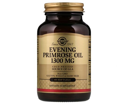 Трави Solgar Масло Примули Вечірньої 1300 мг, Evening Primrose Oil, 60 же (SOL-01057)