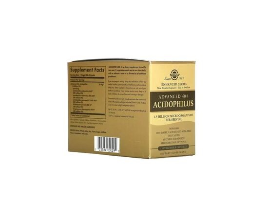 Пробіотики Solgar Пробіотики, Advanced 40+ Acidophilus, 120 капсул (SOL-00029), зображення 3 Пробіотики Solgar Пробіотики, Advanced 40+ Acidophilus, 120 капсул (SOL-00029), зображення 3