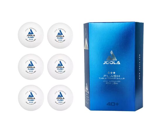 Мячик для настольного тенниса Joola Flash 40+ White 6 шт (40041) (930941), изображение 2 Мячик для настольного тенниса Joola Flash 40+ White 6 шт (40041) (930941), изображение 2