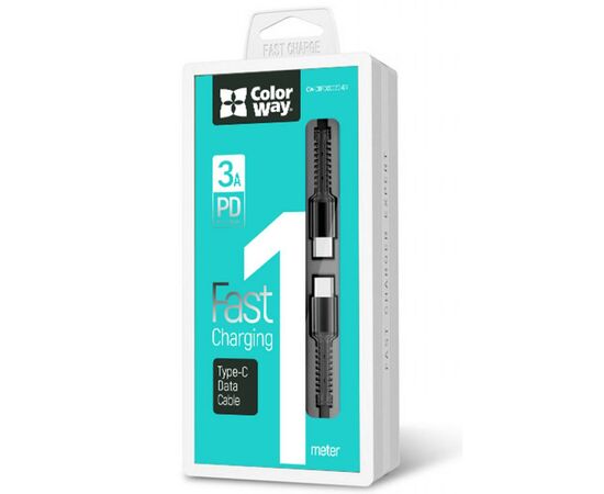 Дата кабель USB-C to USB-C 1.0m (PD Fast Charging) 3.0А (68W) ColorWay (CW-CBPDCC030-GR), изображение 8 Дата кабель USB-C to USB-C 1.0m (PD Fast Charging) 3.0А (68W) ColorWay (CW-CBPDCC030-GR), изображение 8