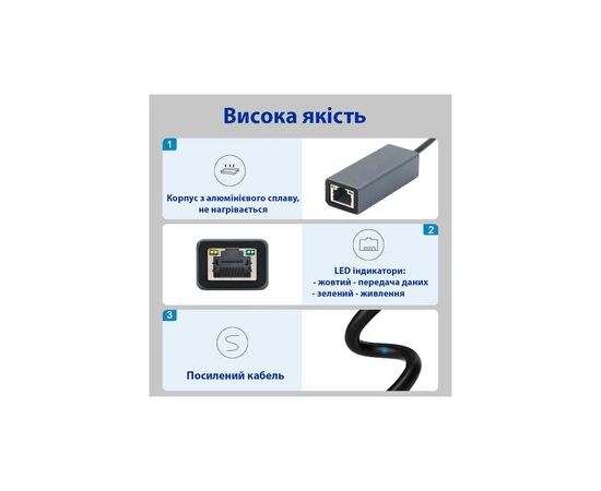 Адаптер Dynamode USB3.0 Type-C to 1000/100 Mbit/s RJ-45 (RTL8153) 0.13 m (DM-AD-GLAN-C), изображение 7 Адаптер Dynamode USB3.0 Type-C to 1000/100 Mbit/s RJ-45 (RTL8153) 0.13 m (DM-AD-GLAN-C), изображение 7