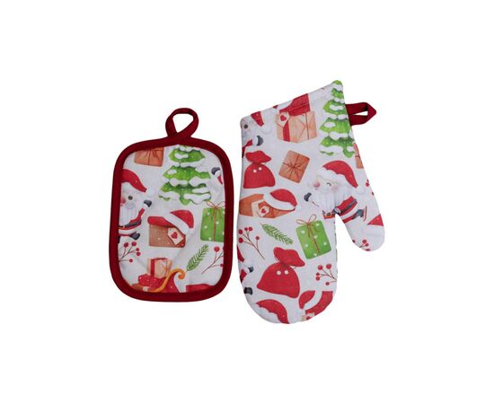 Кухонная прихватка Прованс набор перчатка и прихватка Санта на белом (035793), изображение 5